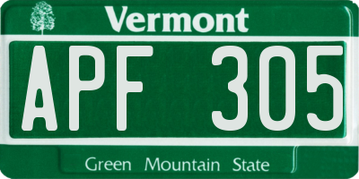 VT license plate APF305