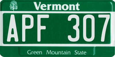 VT license plate APF307