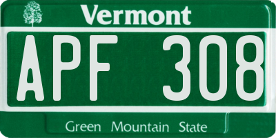 VT license plate APF308