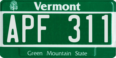 VT license plate APF311