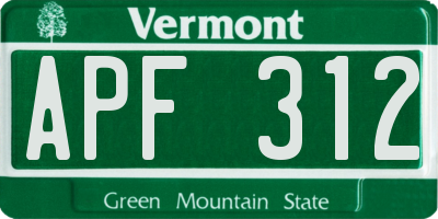 VT license plate APF312