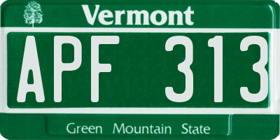 VT license plate APF313
