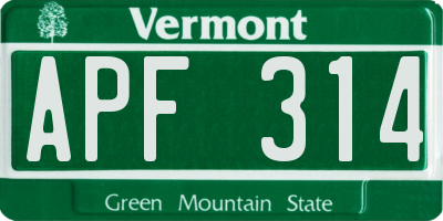 VT license plate APF314