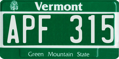 VT license plate APF315