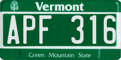 VT license plate APF316