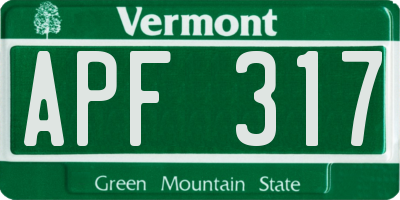 VT license plate APF317