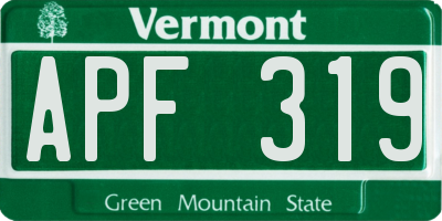 VT license plate APF319