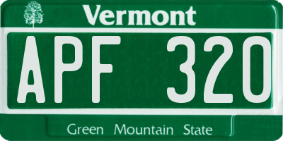 VT license plate APF320
