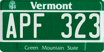 VT license plate APF323
