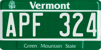 VT license plate APF324