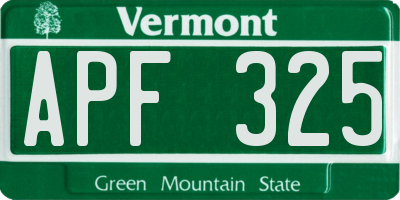 VT license plate APF325
