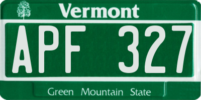VT license plate APF327