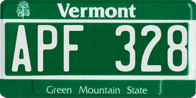 VT license plate APF328