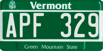 VT license plate APF329