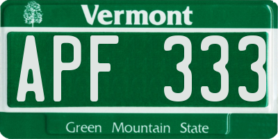 VT license plate APF333