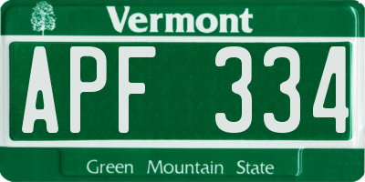 VT license plate APF334