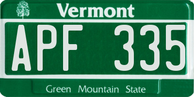 VT license plate APF335