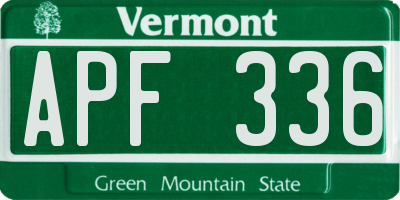 VT license plate APF336