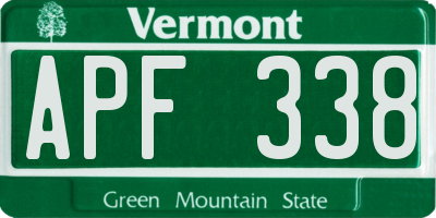 VT license plate APF338