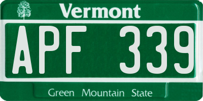 VT license plate APF339