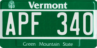 VT license plate APF340