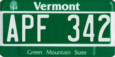 VT license plate APF342