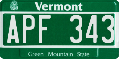 VT license plate APF343