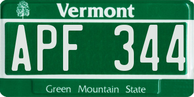 VT license plate APF344