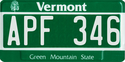 VT license plate APF346