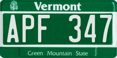 VT license plate APF347