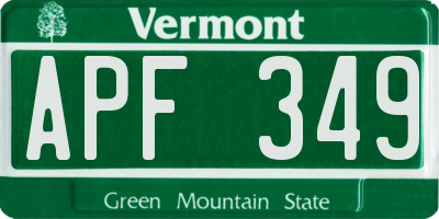 VT license plate APF349