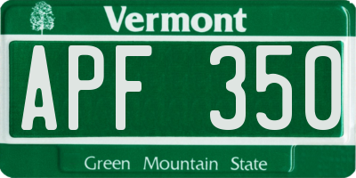 VT license plate APF350