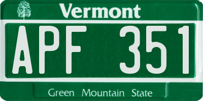 VT license plate APF351