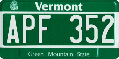 VT license plate APF352