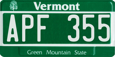 VT license plate APF355