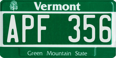 VT license plate APF356