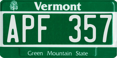 VT license plate APF357