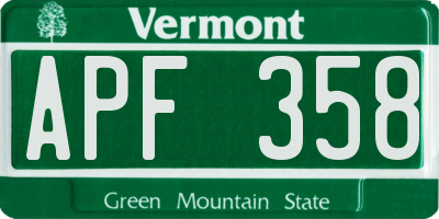 VT license plate APF358