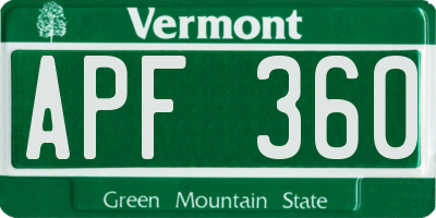 VT license plate APF360