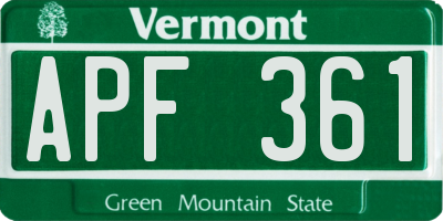 VT license plate APF361