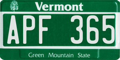 VT license plate APF365