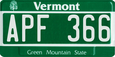 VT license plate APF366