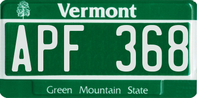 VT license plate APF368