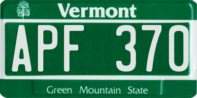 VT license plate APF370