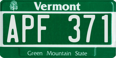 VT license plate APF371