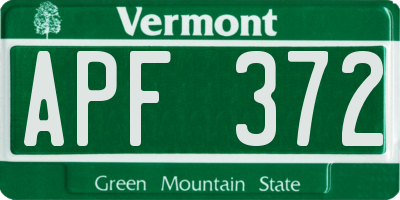 VT license plate APF372