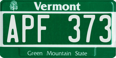 VT license plate APF373