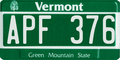 VT license plate APF376