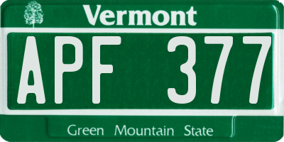 VT license plate APF377