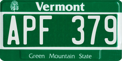VT license plate APF379